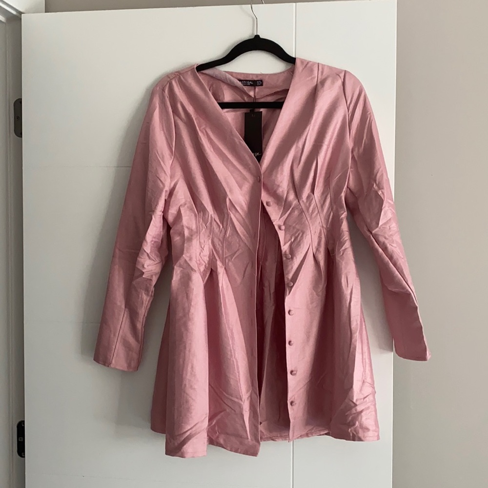 NastyGal Pink Button Shirt Dress